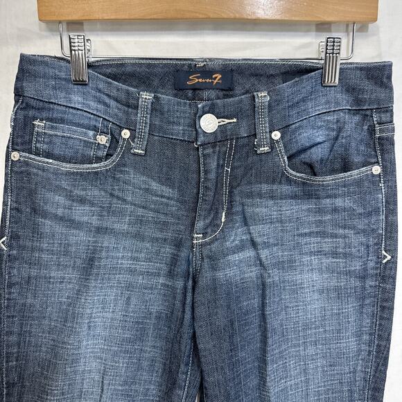 Seven7 Jeans Womens Size 4 Bootcut Blue Dark‎ Wash Flare Stretch Denim - Picture 2 of 13